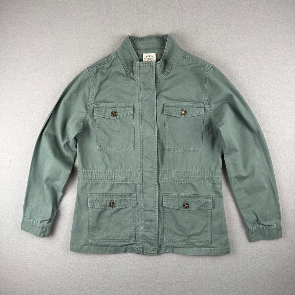 St. John's Bay Utility Field Jacket Womens Medium Green Cotton Drawstring Waist